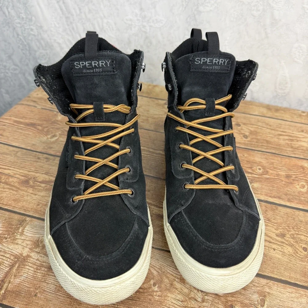 Sperry Mens 11 Black Suede Sneaker Boots Buffalo Plaid High Top Gorpcore Utility